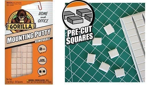 Gorilla Removable Mounting Putty, 84 Pre-cut Squares, Off White, (Pack of  1)